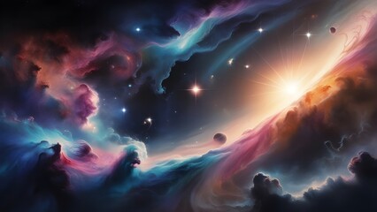 Colorful space galaxy cloud nebula. Stary night cosmos. Universe science astronomy. Supernova background wallpaper
