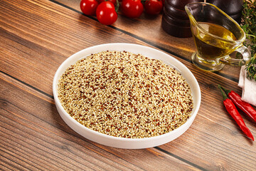 Raw dry quinoa seeds cereal