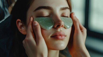 Hand-poured clay facial mask, woman receiving service from esthetician. Includes application and removal process.