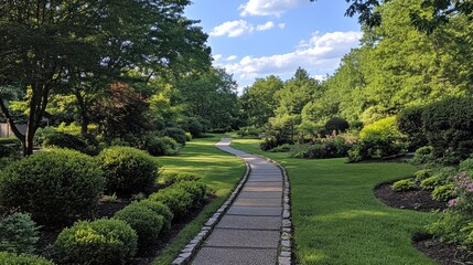 Obraz premium Serene Path Through Lush Green Landscape