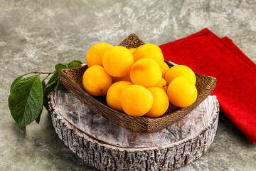 Ripe sweet juicy yellow plum