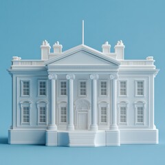 Fototapeta premium Elegant White House Against Tranquil Blue Sky
