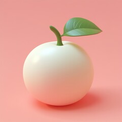 Minimalist White Apple Against Coral Background