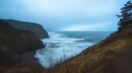 Dramatic Cliffside Overlooking a Stormy Ocean