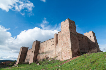 Siguenza, vista de su castillo, parador nacional de turismo, guadalajara, castilla la mancha,...
