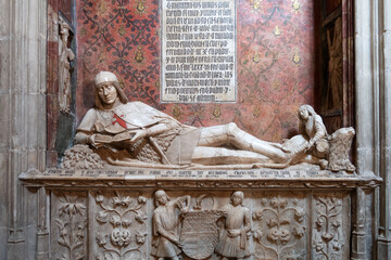 Siguenza, escultura del doncel de Siguenza en el interior de la catedral, guadalajara, castilla la...