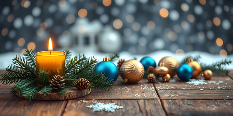 Christmas candle burning. Christmas background