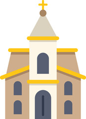 Simple vector illustration of a church building with a cross on top, representing religion and faith