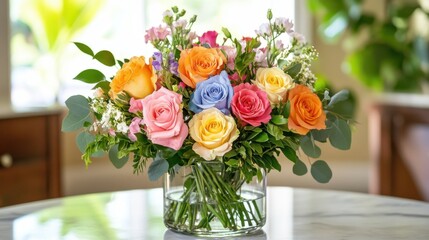 Summer rose bouquet floral. Generative AI