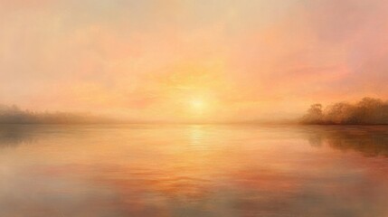 Obraz premium Sunrise lake mist. Generative AI