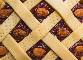 autumn recipe preparation process of lattice flan jam tart for Thanksgiving