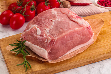 Raw pork meat piece for cooking