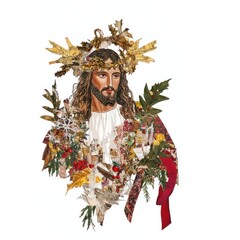 Fototapeta premium Christmas jesus collage illustration faith-based decoration.
