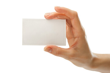 Obraz premium Blank card in female hand