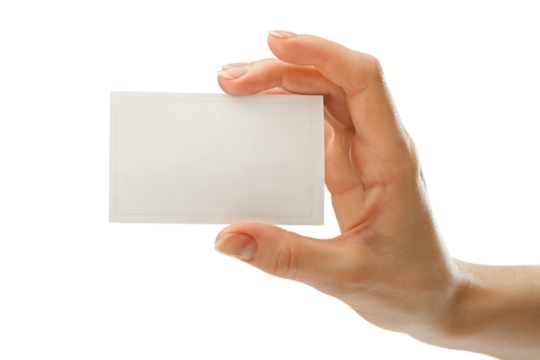 Blank card in female hand