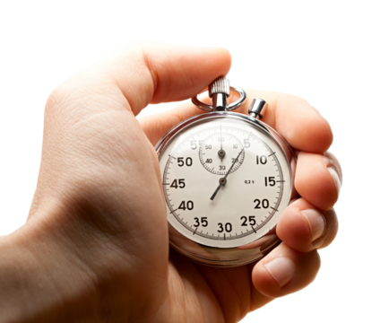 Male hand holding stopwatch