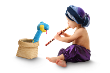 Charmer boy with pipe and snake
