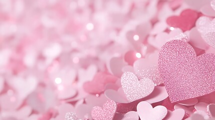 Fototapeta premium Sparkling Hearts in Shades of Red and Pink Creating a Romantic and Joyful Background