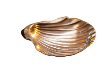 Silver shell for holy water in Christian religious baptism