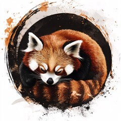 red panda with background