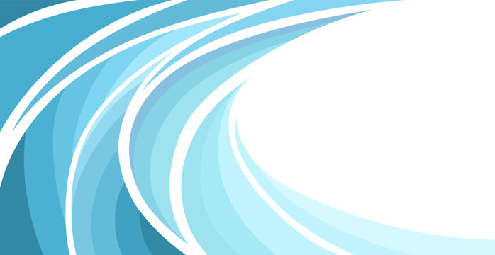 Abstract blue illustration on white background. Vector pattern. Art line ornament. Water Wave Logo abstract design