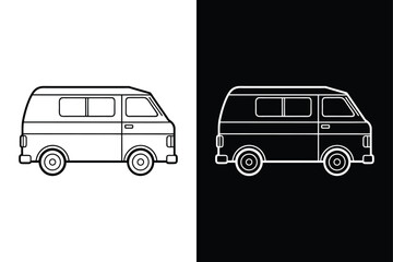 Van icon or Modern minibus icon on White Background Vector Art Illustration on white background.