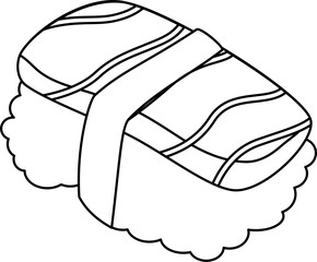 Japanese food sushi outline.  Asian food outline. Sushi  hand drawn outline sketch.  Japanese food outline.