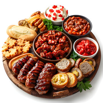 canada day traditional food concept with a white accent, space for captions, png
