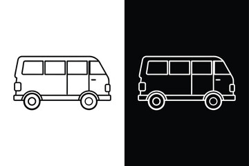Van icon or Modern minibus icon on White Background Vector Art Illustration on white background.