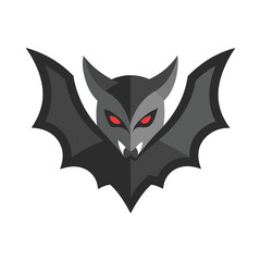 Black color Halloween bat vector icon illustration on white background.