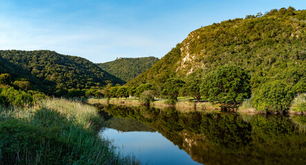 The Touws River or Touwsrivier at Ebb and Flow Camp at Wilderness on the Garden Route, Western Cape. South Africa.