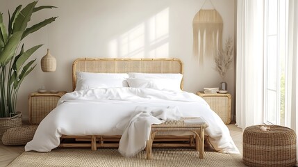 Luxurious Bedroom and Bathroom Interiors with Stylish Decor Elements, Modern Cityscape Views, and Elegant Design Accents