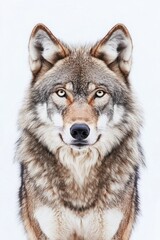 Obraz premium Majestic Gray Wolf Portrait Intense Gaze, Striking Fur, Winter Wildlife Photography