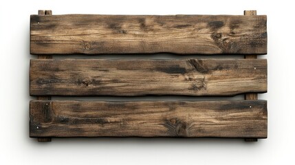 Wooden billboard with blank space on a white background, ready for customization, suitable for various design needs.