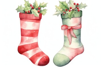 Christmas socks with holly christmas gift red.