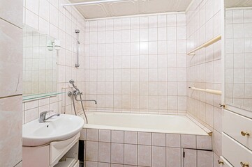 interior apartment room bathroom, sink, decorative elements, toilet. WC, sanitary unit, wash room
