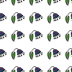 Fototapeta premium Seamless pattern. Folk ornament. Pattern in hand drawn style