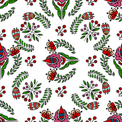 Obraz premium Seamless pattern. Folk ornament. Pattern in hand drawn style