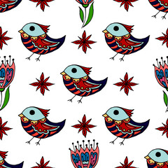 Seamless pattern. Folk ornament. Pattern in hand drawn style