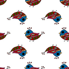Seamless pattern. Folk ornament. Pattern in hand drawn style