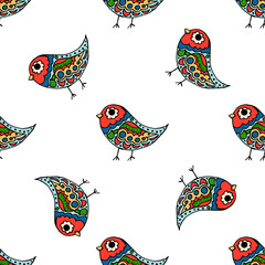 Seamless pattern. Folk ornament. Pattern in hand drawn style