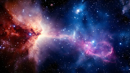 Naklejka premium A Stunning Cosmic Nebula With Bright Stars and Glowing Gas Clouds, A Beautiful Display of Colors and Patterns in the Vastness of Space