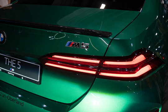 09-11-2024 Zurich, Switzerland. G90 generation BMW M5 hybrid sport saloon at the Zurich Auto Salon