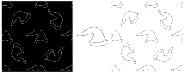 New Year. Set Monochrome pattern in hand draw style