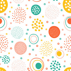 Seamless pattern with colorful circles and dots