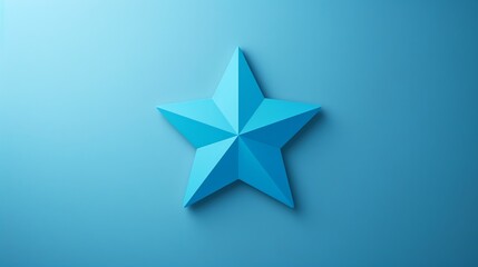 Obraz premium A blue star with a 3D effect against a light blue background.