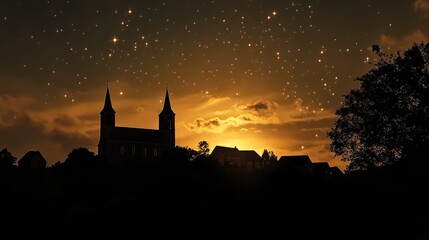 Obraz premium Night church silhouette.
