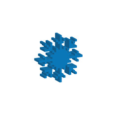  isometric pixel snowflakes icon. Vector pixel art snowflake 8 bit logo for game