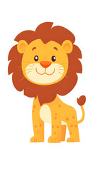 Fototapeta premium Lion cartoon illustration with a cute smiling lion isolated on a white background