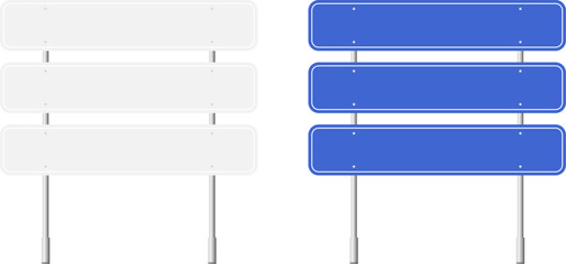 Obraz premium Road traffic signs set. Direction arrow, information board. Attention traffic signs mockup. Blank board with place for text. Isolated Vector illustration.